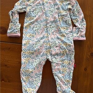 Magnetic Me Floral Footed One-Piece in Pink, Blue, Yellow and Cream